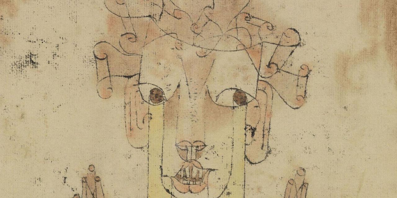Paul Klee, Swiss, 1879 -1940 Angelus Novus, 1920 Oil transfer and watercolor on paper, 318 x 242 mm Gift of Fania and Gershom Scholem, Jerusalem, John Herring, Marlene and Paul Herring, Jo-Carole and Ronald Lauder, New York Collection The Israel Museum, Jerusalem B87.0994 פאול קלה, שווייצי, פעל בשווייץ ובגרמניה, 1879–1940 אנגלוס נובוס, 1920 צבעי-שמן בהעברה וצבעי-מים על נייר, 318 X 242 מ"מ מתנת פניה וגרשם שלום, ירושלים; ג'ון הרינג, מרלן ופול הרינג, וג'ו-קרול ורונלד לאודר, ניו-יורק B87.0994